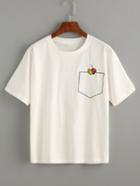 Romwe White T-shirt With Embroidery