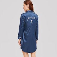 Romwe Rose & Letter Embroidered Satin Dress