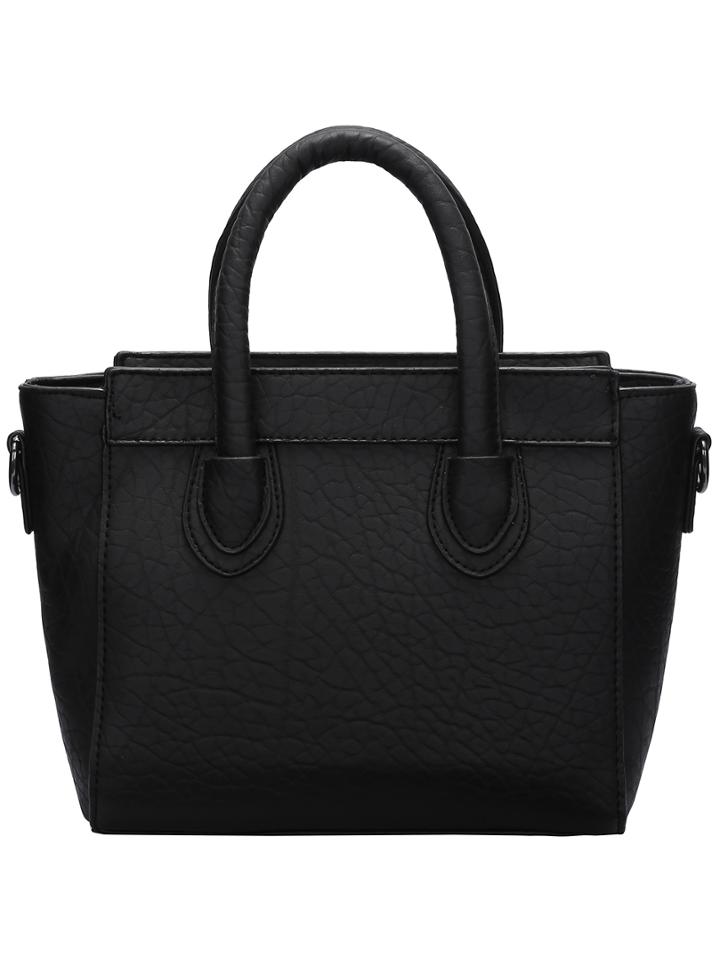 Romwe Black Zipper Smiley Face Tote Bag