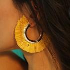 Romwe Tassel Decor Half Hoop Earrings 1pair