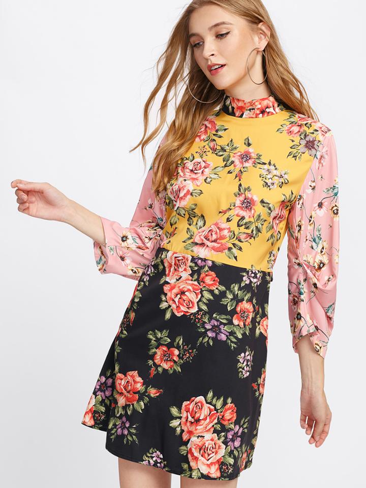 Romwe Tie Back Floral Dress