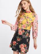 Romwe Tie Back Floral Dress