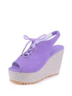 Romwe Lace Up Wedge Sandals
