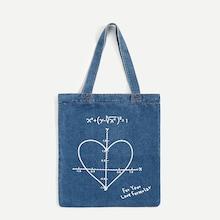 Romwe Heart Print Tote Bag