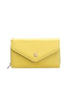 Romwe Yellow Sheeny Crown Pu Leather Wristlet