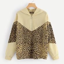 Romwe Color-block Leopard Print Sweatshirt