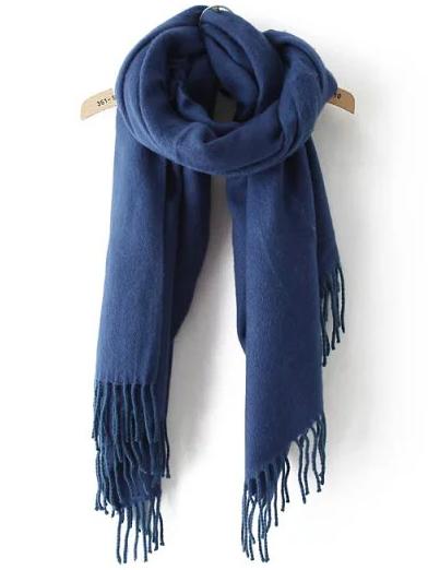 Romwe Women Fringe Royal Blue Scarf