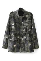 Romwe Camouflage Print Elasitc Waist Loose Coat