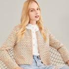 Romwe Long Sleeve Tweed Coat