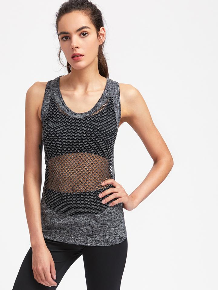Romwe Active Space Dye Eyelet Racerback Tank Top