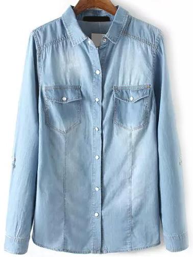 Romwe Bleached Denim Blouse