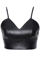 Romwe Romwe Camisole Pu Crop Tank