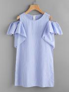 Romwe Open Shoulder Vertical Striped Dress