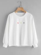 Romwe Number Embroidered Split Sleeve Sweatshirt