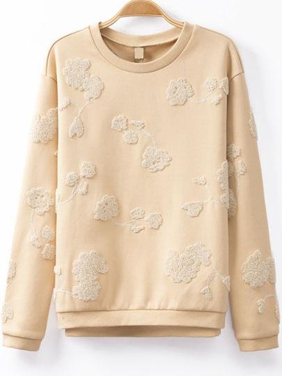 Romwe Round Neck Crochet Sweatshirt