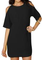 Romwe Off-shoulder Loose Chiffon Black Dress