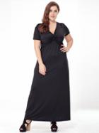 Romwe Twist Front Solid Maxi Dress