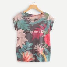 Romwe Plants Print Tee
