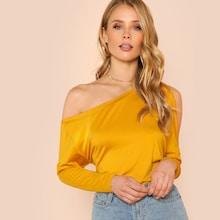Romwe Asymmetric Shoulder Dolman Sleeve Tee
