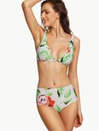 Romwe White Rose Print Bikini Set