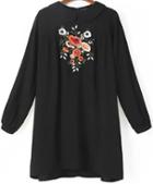 Romwe Embroidered Lapel Loose Dress