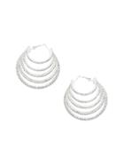 Romwe Silver Diamond Setting Alloy Earrings