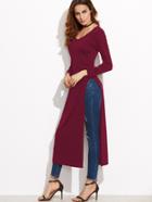 Romwe Slit Side Long T-shirt