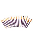 Romwe 20pcs Purple Cosmetic Makeup Brush Set With Bag