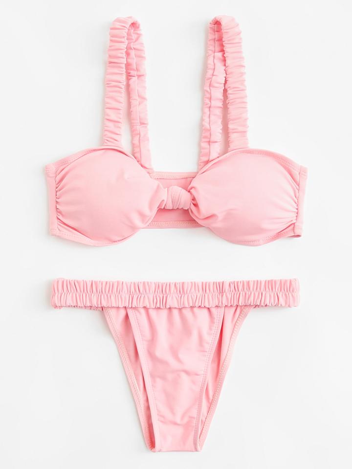 Romwe Elastic Waist Bikini Set