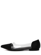 Romwe Black Pointed Toe Transparent Flats