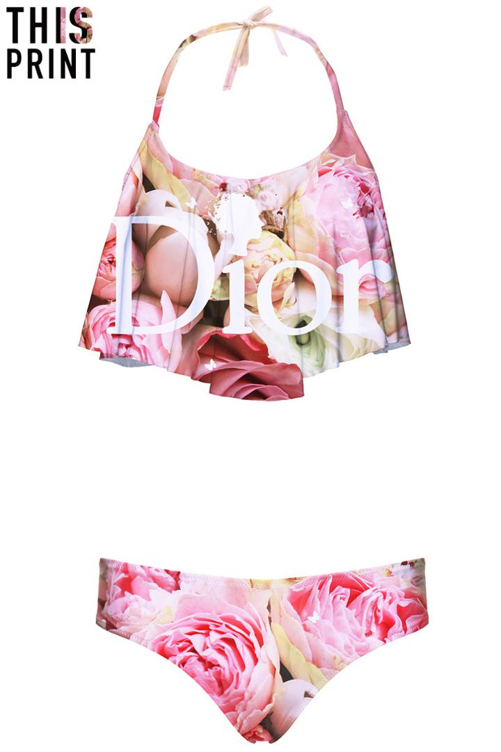 Romwe This Is Print Sexy Rose Print Bikini