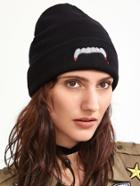 Romwe Black Embroidered Casual Beanie Hat