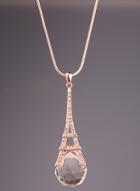 Romwe Gold Diamond Eiffel Tower Necklace