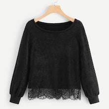 Romwe Plus Contrast Lace Jumper