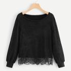 Romwe Plus Contrast Lace Jumper