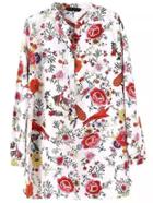Romwe Stand Collar Florals Blouse