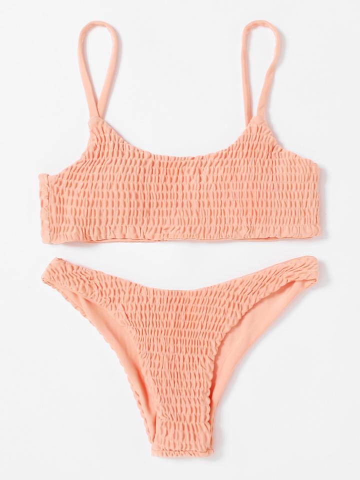 Romwe Ruched Cami Bikini Set