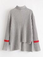 Romwe Rib Knit Asymmetrical Sweater