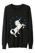 Romwe Running Unicorn Knitted Jumper