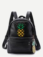Romwe Pineapple Patch Zipper Front Backpack