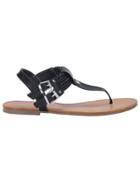 Romwe Black Flip Buckle Strap Sandals