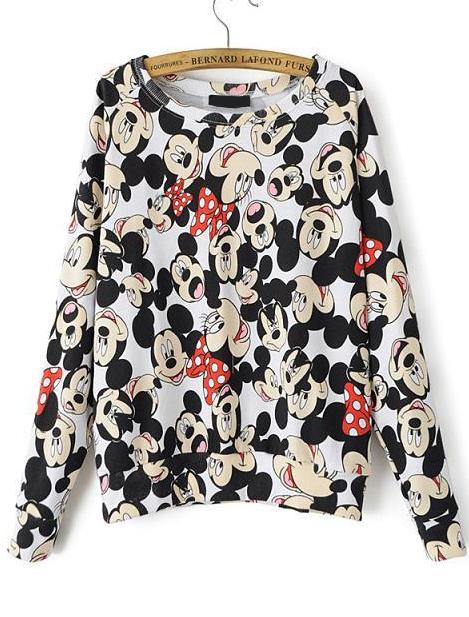 Romwe Mickey Elevenparis Print Loose Sweatshirt