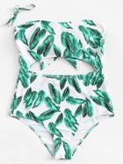 Romwe Detachable Straps Cut Out Swimsuit