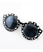Romwe Black Polka Dot Round Sunglasses