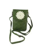Romwe Green Cute Flower Pu Card Bag