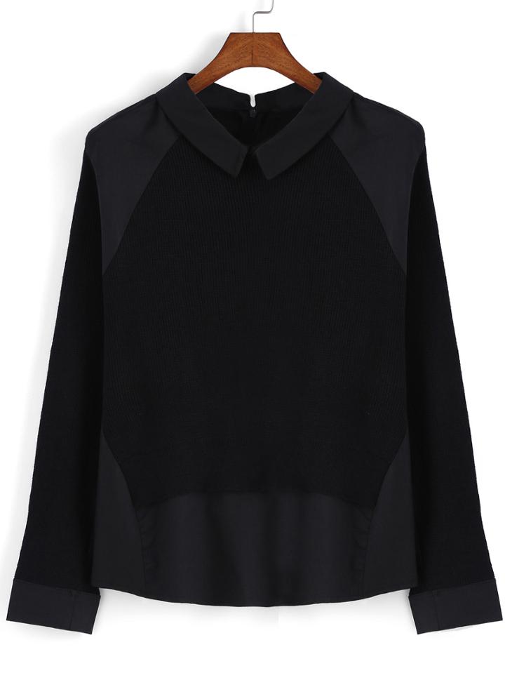 Romwe Doll Collar Zipper Blouse