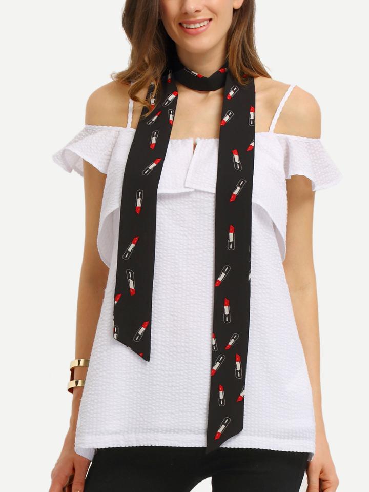 Romwe Lipstick Print Skinny Scarf