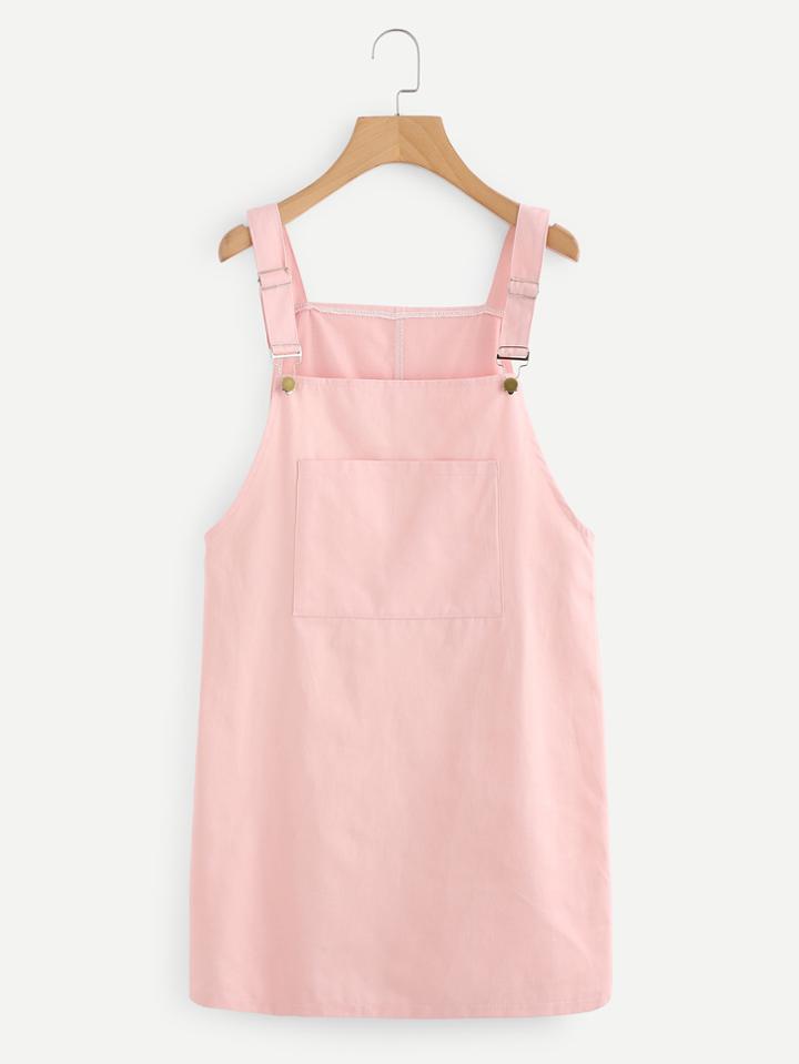 Romwe Pocket Front Pinafore Dress