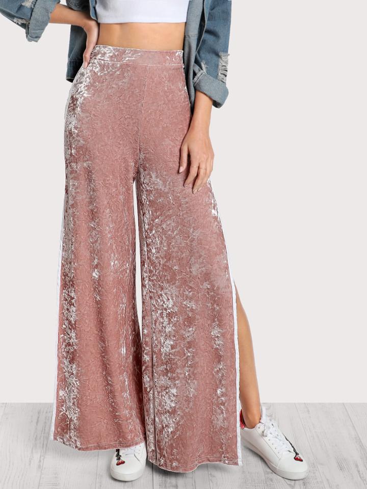 Romwe Elasticized Waist Velvet Pants