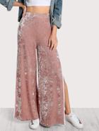 Romwe Elasticized Waist Velvet Pants